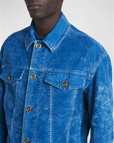 Versace Men's Medusa Flocked Denim Jacket 